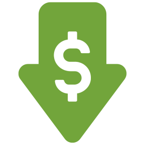 arrow pointing downwards with a dollar sign in the middle