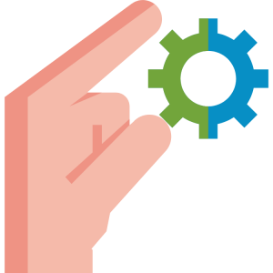 Hand holding a cog representing scalability